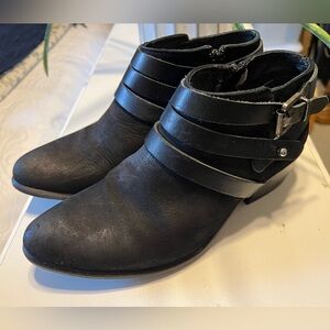 Steve Madden Boots Black Regennt Leather Suede  Sz 8